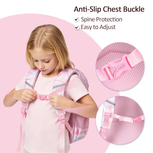 abshoo Marble Lightweight Girls Backpack For School Kids Elementary Kindergarten Bookbag School Bags (Marble Pink-A) - color: Marble Pink-a
