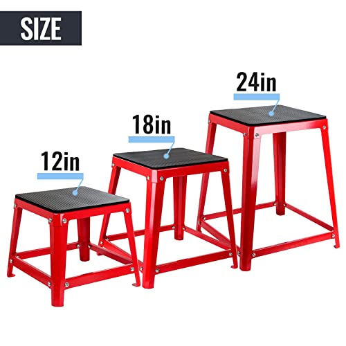 Plyometric Platform Boxes Fitness Steel Plyo Box Exercise Jump Box Step Up Plyometrics Box Jumping Agility Box For Exercise Fit Training Conditioning - color: Set of 3 Red