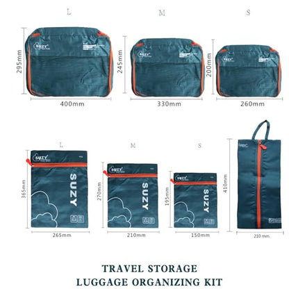 Travel Packing Cubes - 7 Pcs Lightweight Luggage Organizer Bags, Breathable Mesh Panels for Ventilation, Must-Have Travel Accessories for Suitcase, Military Green