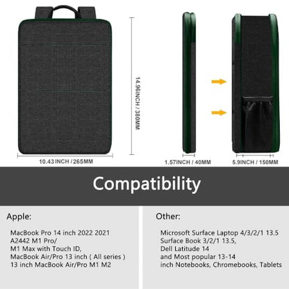 ZINZ Slim & Expandable Laptop Backpack Water Resistant Backpack Travel Backpack Compatible with MacBook Air/Pro/Neo 13-14 inch, XPS 13/14, Surface 13.5" and Most 13-14 Notebooks，BK01GR01 - color: Bk01gr01, size: 13"-14"