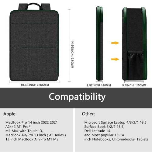 ZINZ Slim & Expandable Laptop Backpack Water Resistant Backpack Travel Backpack Compatible with MacBook Air/Pro/Neo 13-14 inch, XPS 13/14, Surface 13.5" and Most 13-14 Notebooks，BK01GR01 - color: Bk01gr01, size: 13"-14"