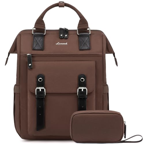 LOVEVOOK Laptop Backpack for Women Work Teacher Backpack, Business Computer Bag Doctor Nurse Bags, College Backpack Purse Laptop Bag, Waterproof Anti-theft Large Travel Back Pack, 17 Inch, Coffee - color: Coffee-black, size: 17.3 Inch