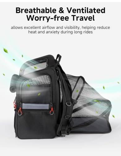 KEMIMOTO Expandable Motorcycle Dog Carrier for Small Dogs &Cat Under 17 lbs Breathable Pet Travel Carrier with Anti-Escape Safety Leash, Foldable Pet Bag, Padded Shoulder Straps Fits for Touring Trike - style: Expandable