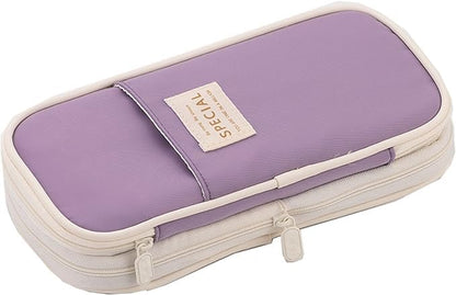 Arnuixty Large Storage Pencil Case Pen Bag with Zipper Big Capacity Pouch Organizer for Office Travel Holder Box - color: Light Purple