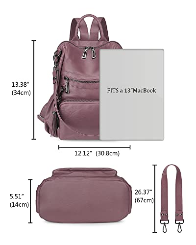 Uromee Travel Backpack Purse for Women Vegan Leather Ladies Fashion Tassel Shoulder Bag Convertible - color: 0243 Purple