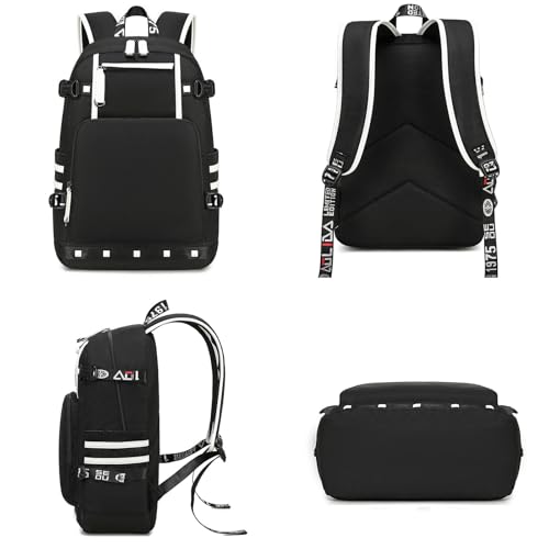 Basketball Player 23 Backpack Laptop Travel Bag Men's Women's Teenage Schoolbag (black- white) - color: Black- White