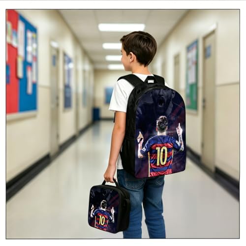 3 in 1 Soccer Star Print Backpack 17'' Large-Capacity Set 17'' Large-Capacity Set With a Fashionable and Personalized Style is Exquisitely Designed and Widely Applicable, Making it an Ideal Choice