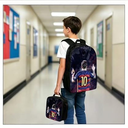3 in 1 Soccer Star Print Backpack 17'' Large-Capacity Set 17'' Large-Capacity Set With a Fashionable and Personalized Style is Exquisitely Designed and Widely Applicable, Making it an Ideal Choice