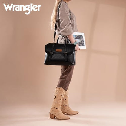 Wrangler Laptop Bag for Women Messenger Bag Briefcase Computer Backpack Convertible Satchel Bag - color: Black, size: 13 inch