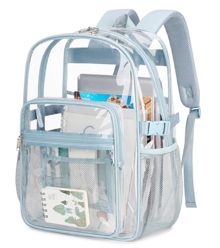abshoo Big Heavy Duty Clear Backpack for School Girls Boys Transparent Bookbag for Middle High School (Baby Blue) - color: Baby Blue