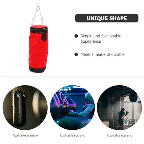 INOOMP Boxing Sandbag Hanging Fitness Bag Thickened Empty Punching Bag Red Sturdy Pu Leather Karate Training for Home Gym Fitness Exercise