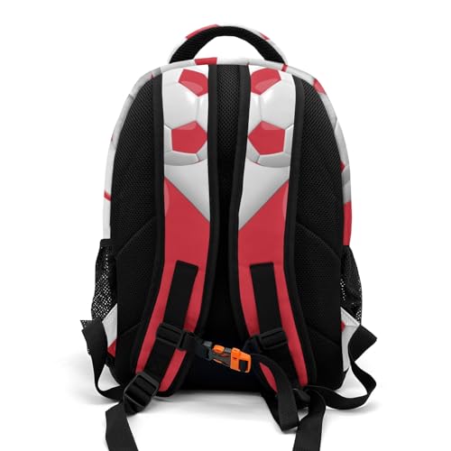 Custom Text Sport Ball Athlete Player Soccer Red Backpacks for Girls Boys School, Capacity School Backpacks for Kids Water-resistant Bookbags - color: Red