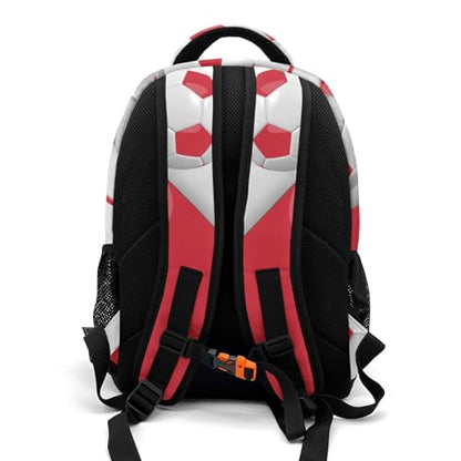 Custom Text Sport Ball Athlete Player Soccer Red Backpacks for Girls Boys School, Capacity School Backpacks for Kids Water-resistant Bookbags - color: Red