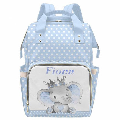 Newcos Personalized Baby Elephant Wearing a Silver Crown New Mom Diaper Bag with Name Nappy Bag Casual Travel Daypack, One Size - color: Design 26
