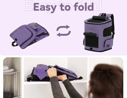 PETSFIT Dog Backpack Carrier with Upgraded Waist Protection, Pet Carrier Backpack Designed for Small Dogs/Cats, Fully Ventilated Collapsible Cat Backpack for Outdoor Traveling Hiking Camping Purple - color: Purple