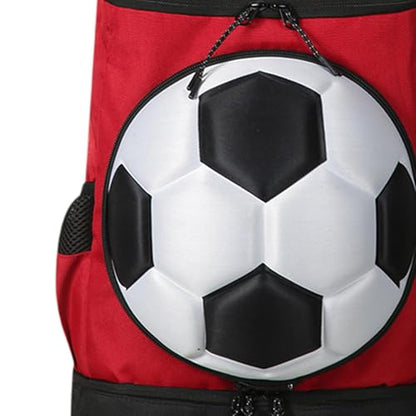 Soccer Backpack with Compartment for Shoes And Ball Holder for Travel And Gym - color: Red Black
