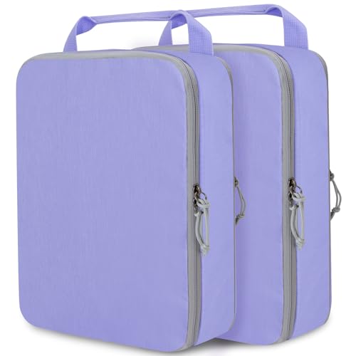 Extra Large Compression Packing Cubes for Travel Essentials, 2 Set Expandable Travel Cubes for Packing Compression Bags Luggage Suitcase Organizer, Purple - color: Purple, size: Extra Large