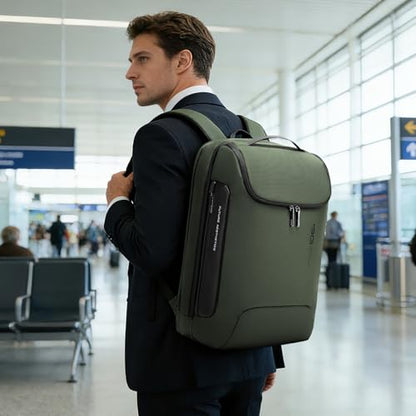 BANGE Travel Laptop Backpack, Anti-Theft Bag with USB Charging Port and TSA Lock, Waterproof Business Computer Backpack Fits 17.3 Inch Notebook - color: Green, size: lock and usb