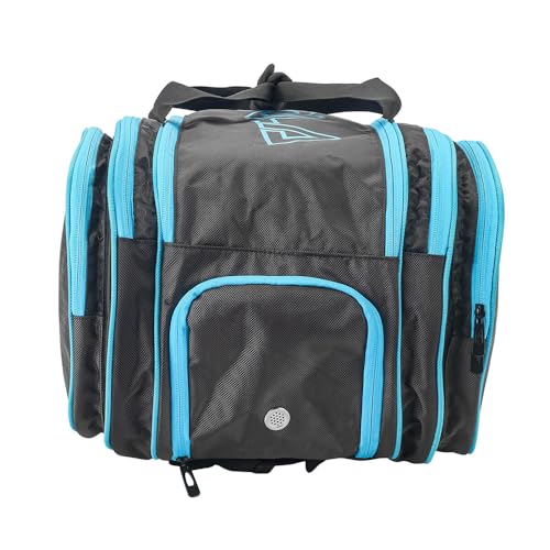 JOOLA Tour Elite Pickleball Bag – Backpack & Duffle Bag for Paddles & Pickleball Accessories – Thermal Insulated Pockets Hold 4+ Paddles - Includes Fence Hook - color: Black/Light Blue