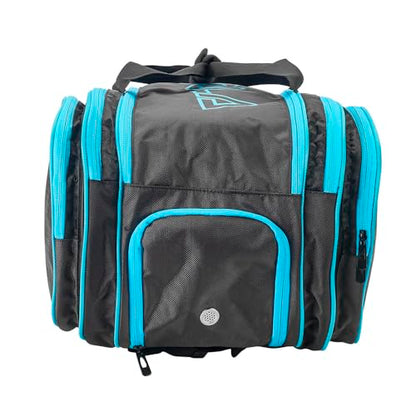 JOOLA Tour Elite Pickleball Bag – Backpack & Duffle Bag for Paddles & Pickleball Accessories – Thermal Insulated Pockets Hold 4+ Paddles - Includes Fence Hook - color: Black/Light Blue