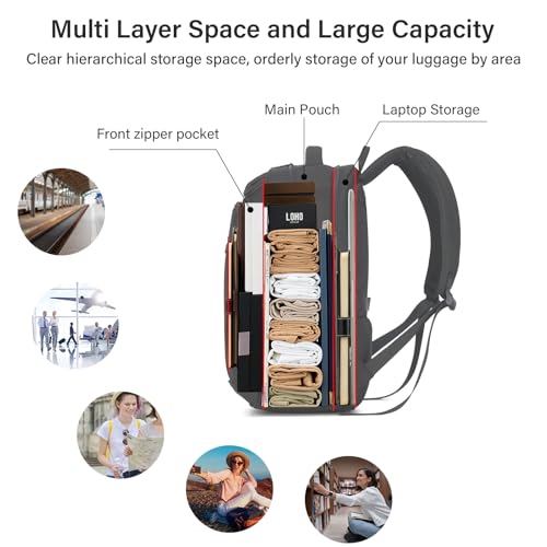 MILADA Travel Backpack For Men Laptop Backpack Women Business Carry On Backpack Airline Approved Fits 16.5 Inch Laptop Bag Work Backpack, Black - color: Black