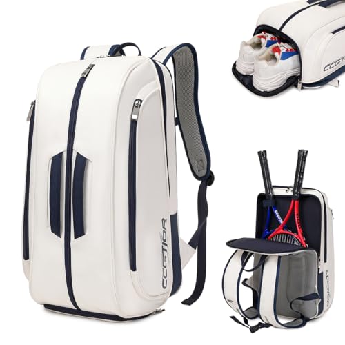 Tennis Racket Bag Pickleball Padel Backpack With Shoe Compartment, Laptop Sleeve,Fence Hook,Ball Sleeve - color: Blue