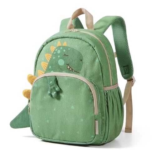 mommore Corduroy Toddler Backpack for Boys 2-4, 3D Cute Preschool Kindergarten Daycare Backpacks - 13" H Kids Bookbag for Boys - Dinosaur - color: Dinosaur, style: Toddler-13"h