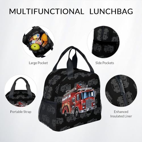 Kids Backpack Set for Boys, 17 Inch Backpacks with Lunch Box for Kids, 3 in 1 Cute Fire Truck Bookbag for School Travel - color: Style-4