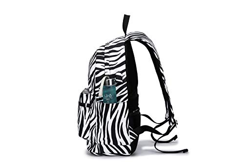 Kinmac Water Resistant Laptop Travel Outdoor Backpack with USB Charging Port for 13 inch 14 inch and 15.6 inch Laptop (Zebras) - color: Zebras