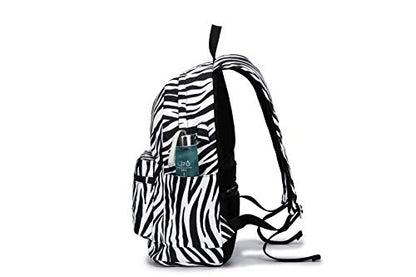 Kinmac Water Resistant Laptop Travel Outdoor Backpack with USB Charging Port for 13 inch 14 inch and 15.6 inch Laptop (Zebras) - color: Zebras