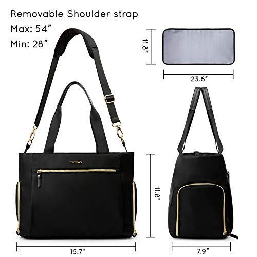 mommore Breast Pump Bag Diaper Tote Bag with 15 Inch Laptop Sleeve Fit Most Breast Pumps Like Medela, Spectra S1,S2, Evenflo - color: Black