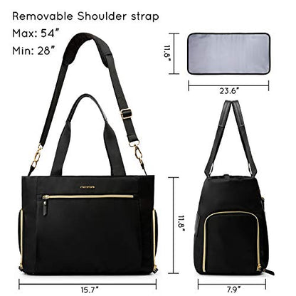 mommore Breast Pump Bag Diaper Tote Bag with 15 Inch Laptop Sleeve Fit Most Breast Pumps Like Medela, Spectra S1,S2, Evenflo - color: Black