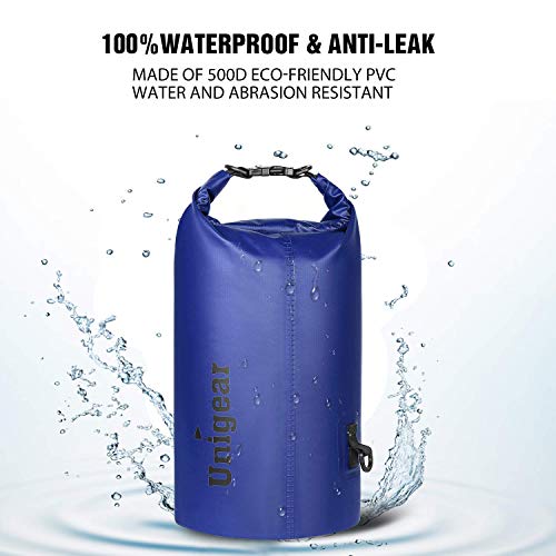 Unigear Dry Bag Waterproof, 2L/5L/10L/20L/30L/40L Floating and Lightweight Bags for Kayaking, Boating, Fishing, Swimming and Camping with Waterproof Phone Case - color: Blue, size: 2L