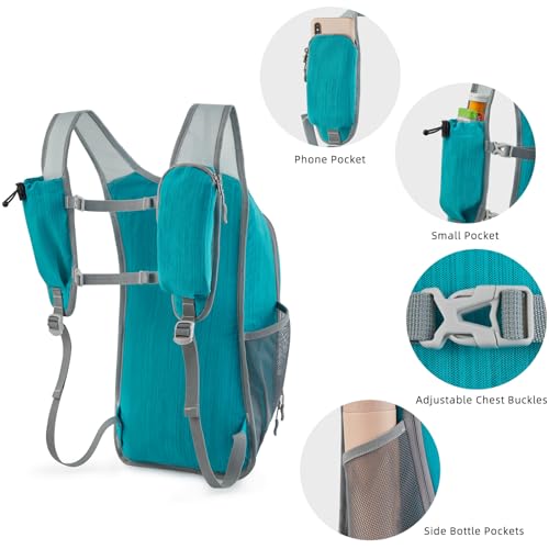 G4Free 15L Hiking Daypack Lightweight Travel Backpack Packable Outdoor Casual Foldable Shoulder Bag (Peacock Blue) - color: Peacock Blue