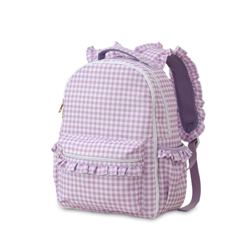 DYSHAYEN Kids Backpack for Girls, Purple Gingham - color: Purple Gingham