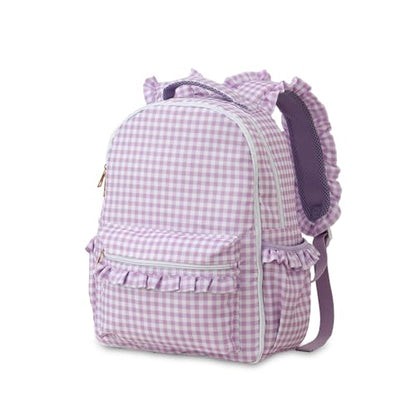 DYSHAYEN Kids Backpack for Girls, Purple Gingham - color: Purple Gingham