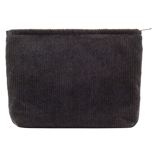 PAZIMIIK Makeup Bag Large Zipper Corduroy Make Up Pouch for Purse Travel Canvas Cosmetic Organizer for Women Brush Storage,Black - color: Corduroy Black