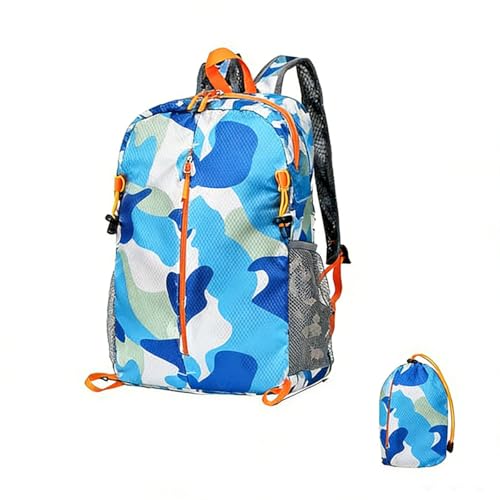 20L Hiking Daypack,Water Resistant Lightweight Packable Small Backpack for Travel Camping Outdoor,Blue Camouflage - color: Blue Camouflage