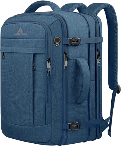 AREYTECO Large Travel Laptop Backpack for Men, 50L Carry On Backpack Flight Approved, Expandable Laptop Bag Water Resistant Overnight Weekender Gym Daypack Traveling Backpack, Traveler Gifts, Blue - color: Blue, size: 17.3 Inch (20''x13''x10'')