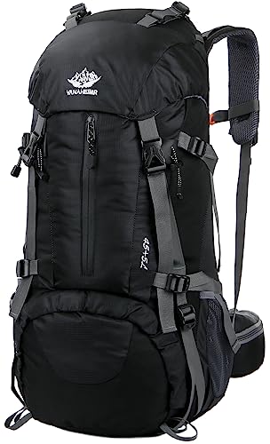 Esup 50L Hiking Backpack Men Camping Backpack with rain cover 45l+5l Lightweight Backpacking Backpack Travel Backpack - color: Black