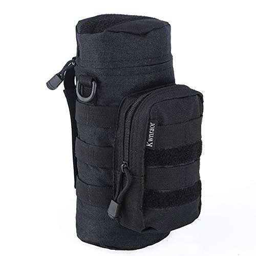 Molle Water Bottle Holder, Tactical Water Bottle Pouches for Backpack with D-Ring Hook - color: Black