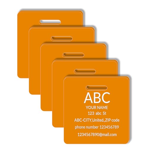 Custom Engraved Luggage Tags, Waterproof Personalized Luggage Tags, Acrylic Personalized Bag Tags for Suitcases/Backpack/Luggage Accessories (Square, Yellow-A, 2 x 2 inches, Herringbone) - color: Yellow-a, size: 2 x 2 inches, style: Square