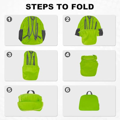 HOLYLUCK 20L Lightweight Packable Hiking Daypack Foldable Backpack for Men Women Small Travel Outdoor Foldable Shoulder Bag-green - color: Green