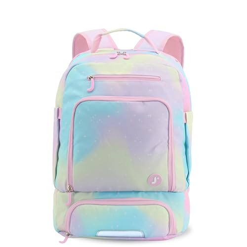 J World New York 2-in-1 Insulated Backpack Lunch Box for Kids. Adult School Bookbag, Aurora, 17 x 13 x 9 Inches - color: Aurora