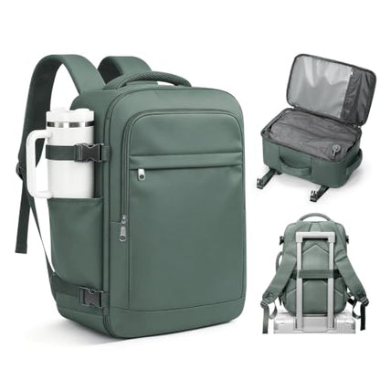 VGCUB Vacuum Backpack Travel with Pump, 40L Carry On Travel Backpack Flight Approved TSA, Vacuum Seal Compression Bags for Clothing, Waterproof Personal Item Bag for Women Men Dark green - color: A-dark Green With Vacuum Bag