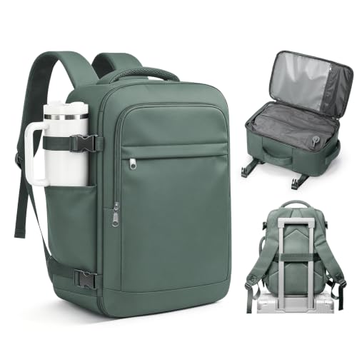 VGCUB Vacuum Backpack Travel with Pump, 40L Carry On Travel Backpack Flight Approved TSA, Vacuum Seal Compression Bags for Clothing, Waterproof Personal Item Bag for Women Men Dark green - color: A-dark Green With Vacuum Bag