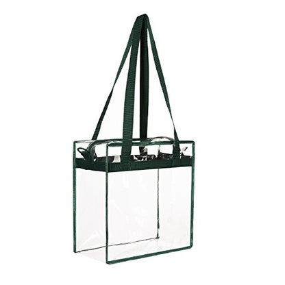 BAGAIL Clear Bags 12x6x12 Stadium Approved Clear Tote Bag with Zipper Closure Crossbody Shoulder Bag with Adjustable Strap - color: Green