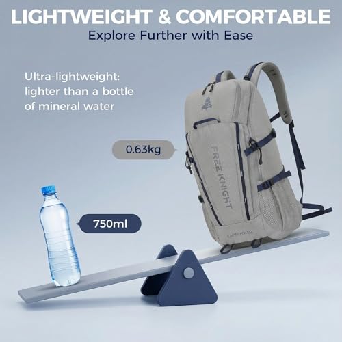 Bseash 45L Waterproof Hiking Camping Backpack with Rain Cover, Outdoor Sport Travel Bag Daypack for Climbing Skiing Cycling (Gray) - color: Gray