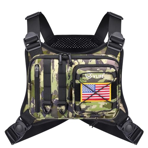 CVLIFE Outdoor Chest Bag for Men, Tactical Chest Pack, Adjustable Running Vest Bag, Lightweight Anti-theft EDC Rig for Hiking - color: Shadowstand