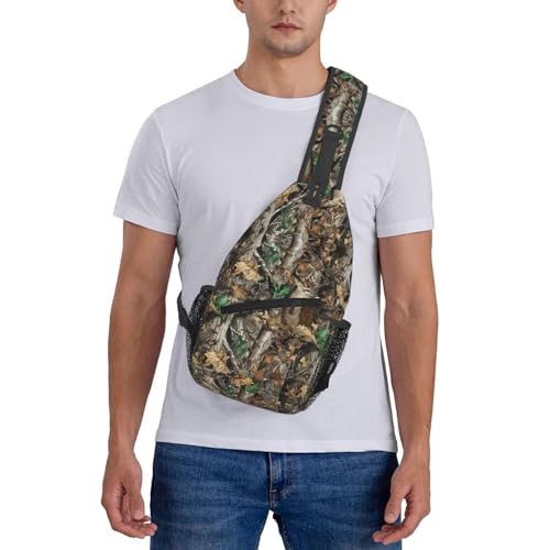 Camouflage Leaves And Deer Outdoor Crossbody Shoulder Bag For Unisex Young Adult Hiking Bicycling - color: Yellow2